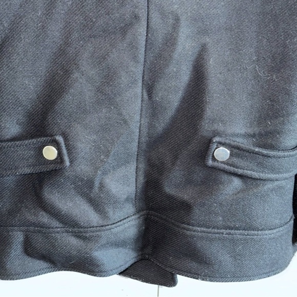 ZARA RARE BLACK COAT CAPE JACKET ASYMMETRICAL ZIP SIZE SMALL Peacoat Goth - Picture 10 of 13